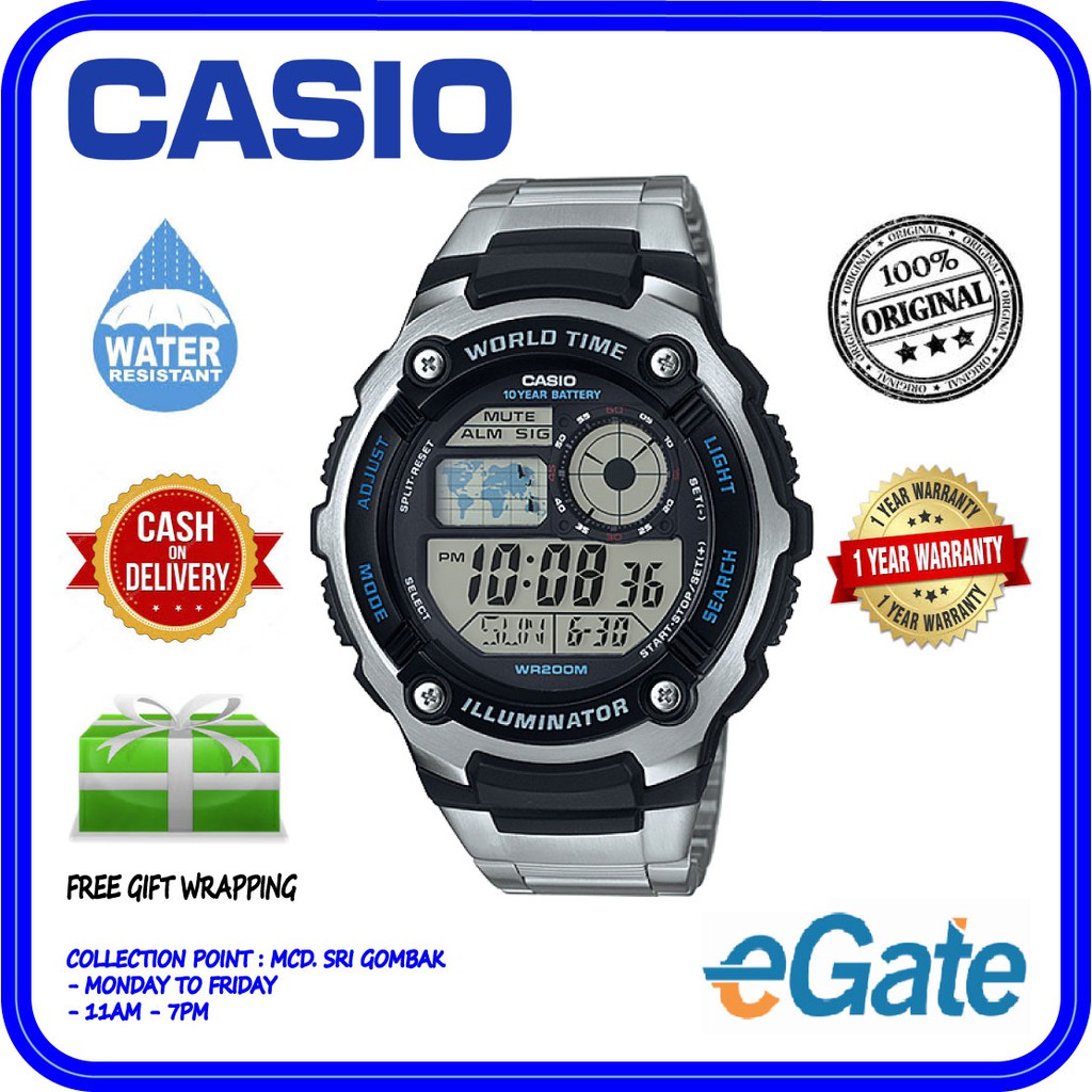 casio world time stainless steel