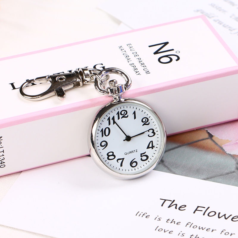 Small Pocket Watch Keychain Clear Digital Roman Scale Student Pocket