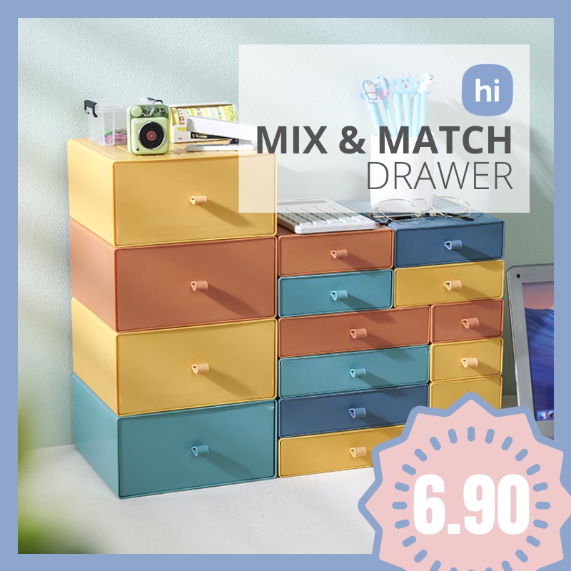 HI HOMES DIY Mix Match Desktop Organizing Drawer Box 