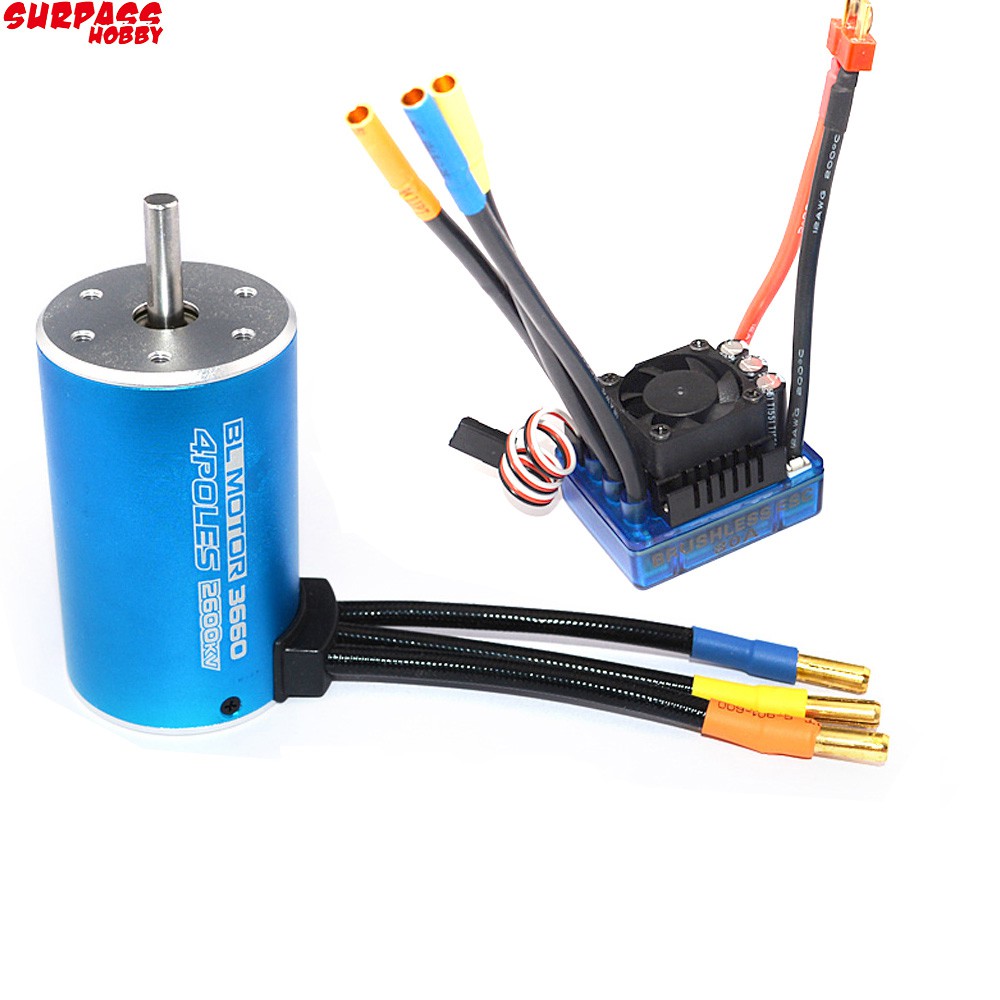 3660 3800KV Sensorless Brushless Motor 5mm Shaft with 80A ESC Electric Speed Controller and RC Motor Heatsink Waterproof Motor ESC Combo for 1/10 RC Racing Car Off-Road Truck Vehicle 