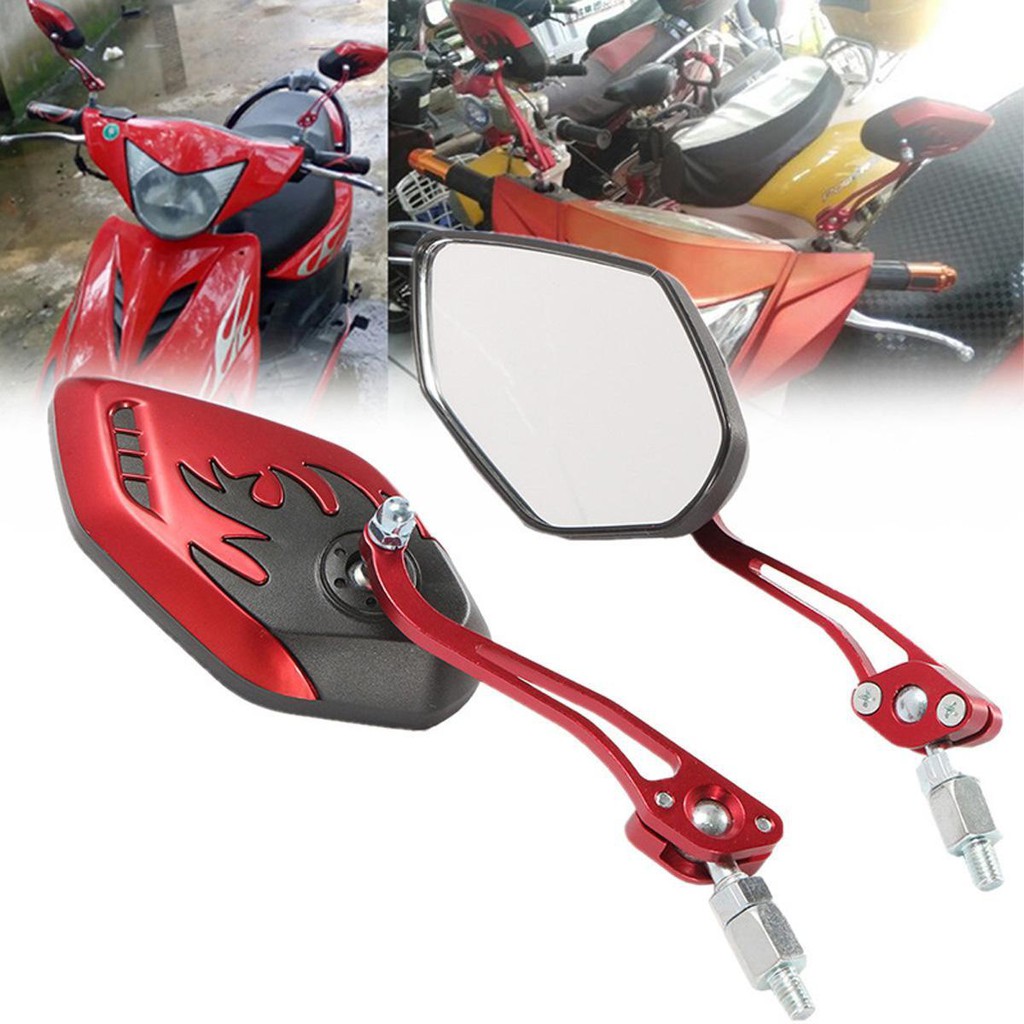 Pair Red CNC Motorcycle Side Mirrors Modified Rearview Mirrors Handlebar Mirror