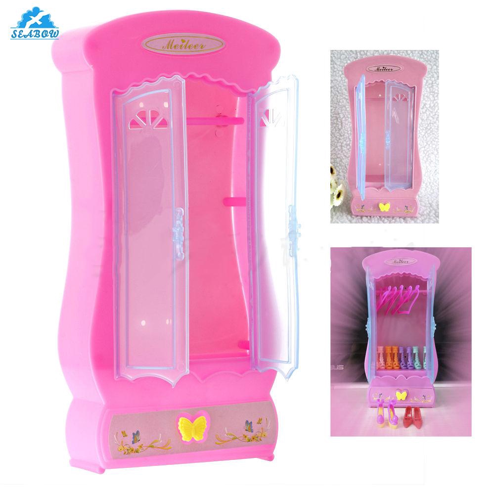 Doll Wardrobe Doll Closet Cute Pink Plastic Gifts Accessories