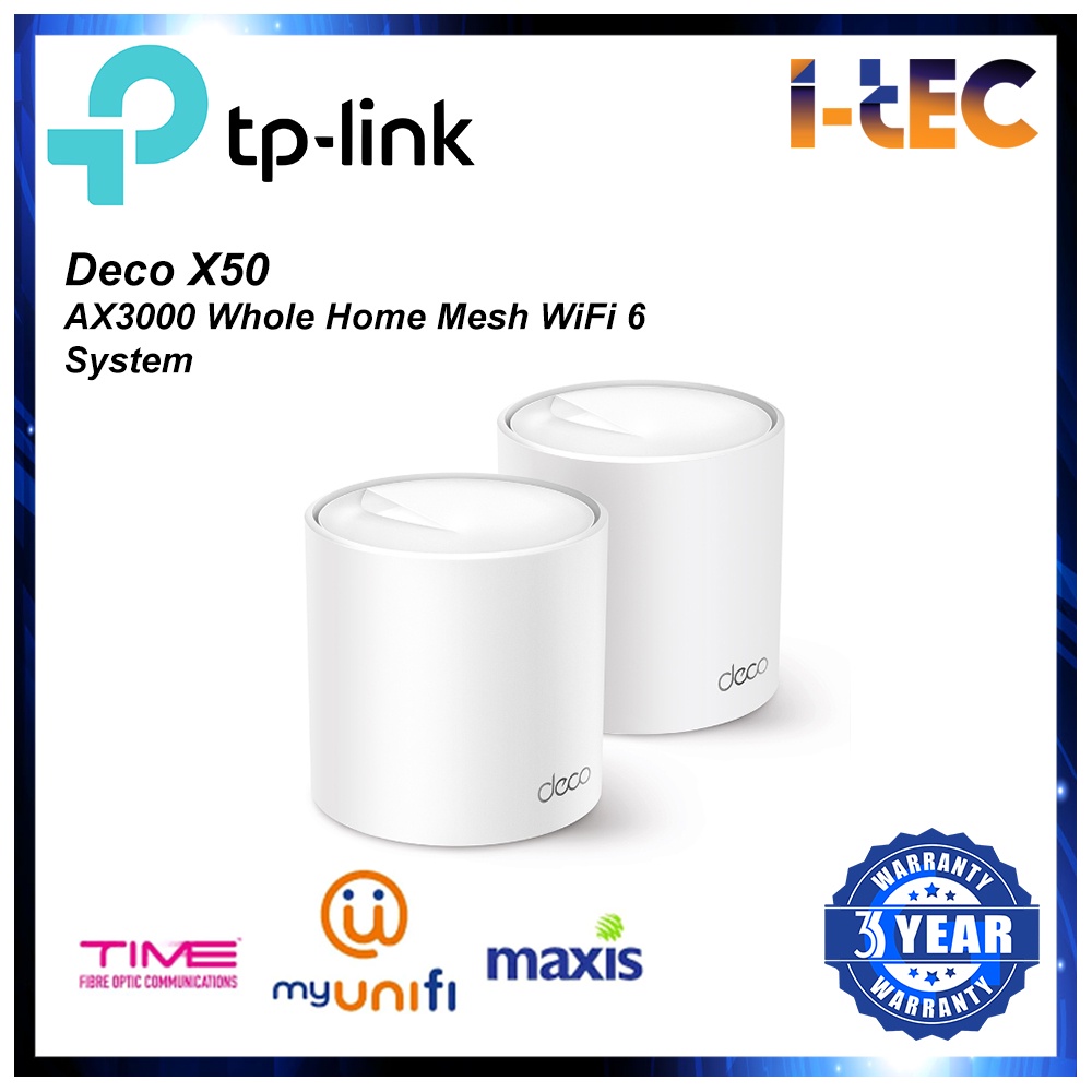 Tp-Link Deco X50 AX3000 Whole Home Mesh WiFi 6 System (2-Pack) | Shopee ...