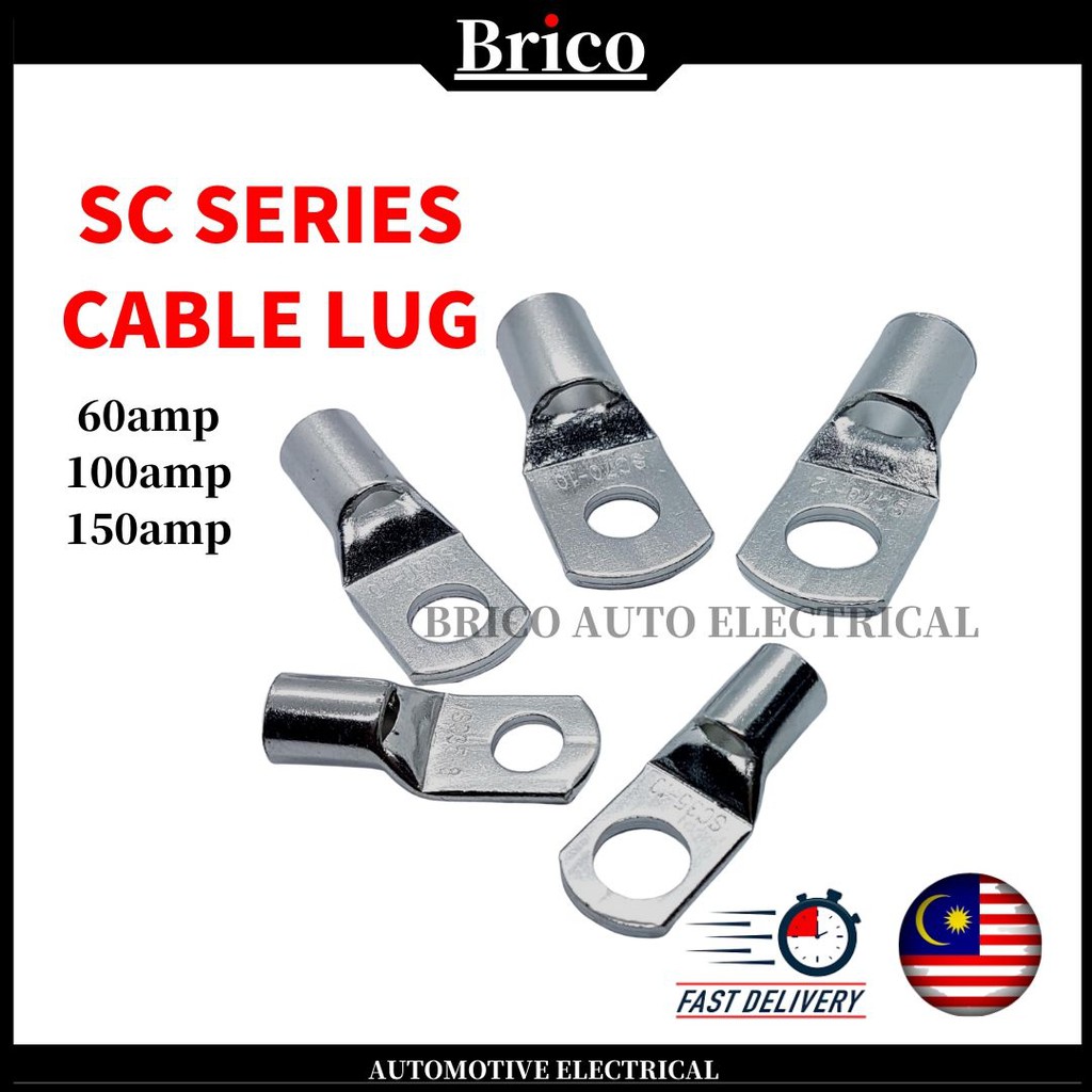 Cable Lug SC Series Tinned Copper Cable Lug Wire Connector Battery Terminal Battery Cable