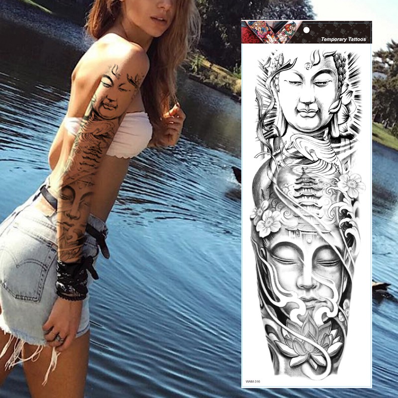 Large Arm Sleeve Tattoo Tiger Skull Owl Waterproof Temporary Tatto Sticker Fox Lion Body Art Full Fake Tatoo Women Men Shopee Malaysia