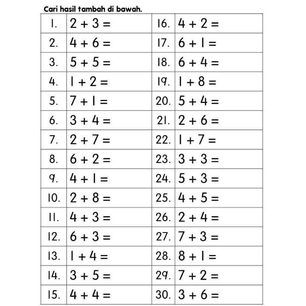 Softcopy Lembaran Kerja Matematik Latih Tubi Operasi Tambah Dalam Lingkungan 1000 Shopee Malaysia