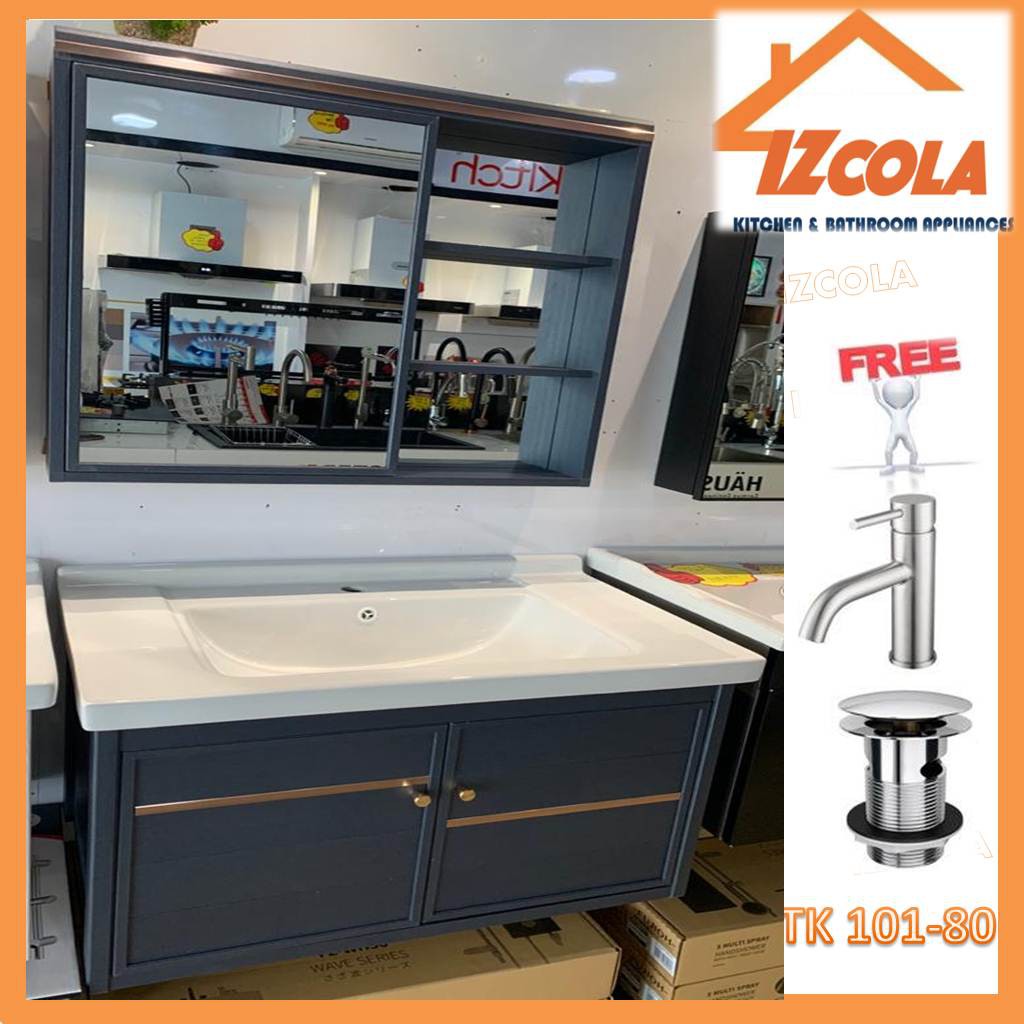 Lowest Price Premium Quality Ceramic Basin Cabinet Bathroom Cabinet Free Tap Waste Worth Rm90 Shopee Malaysia