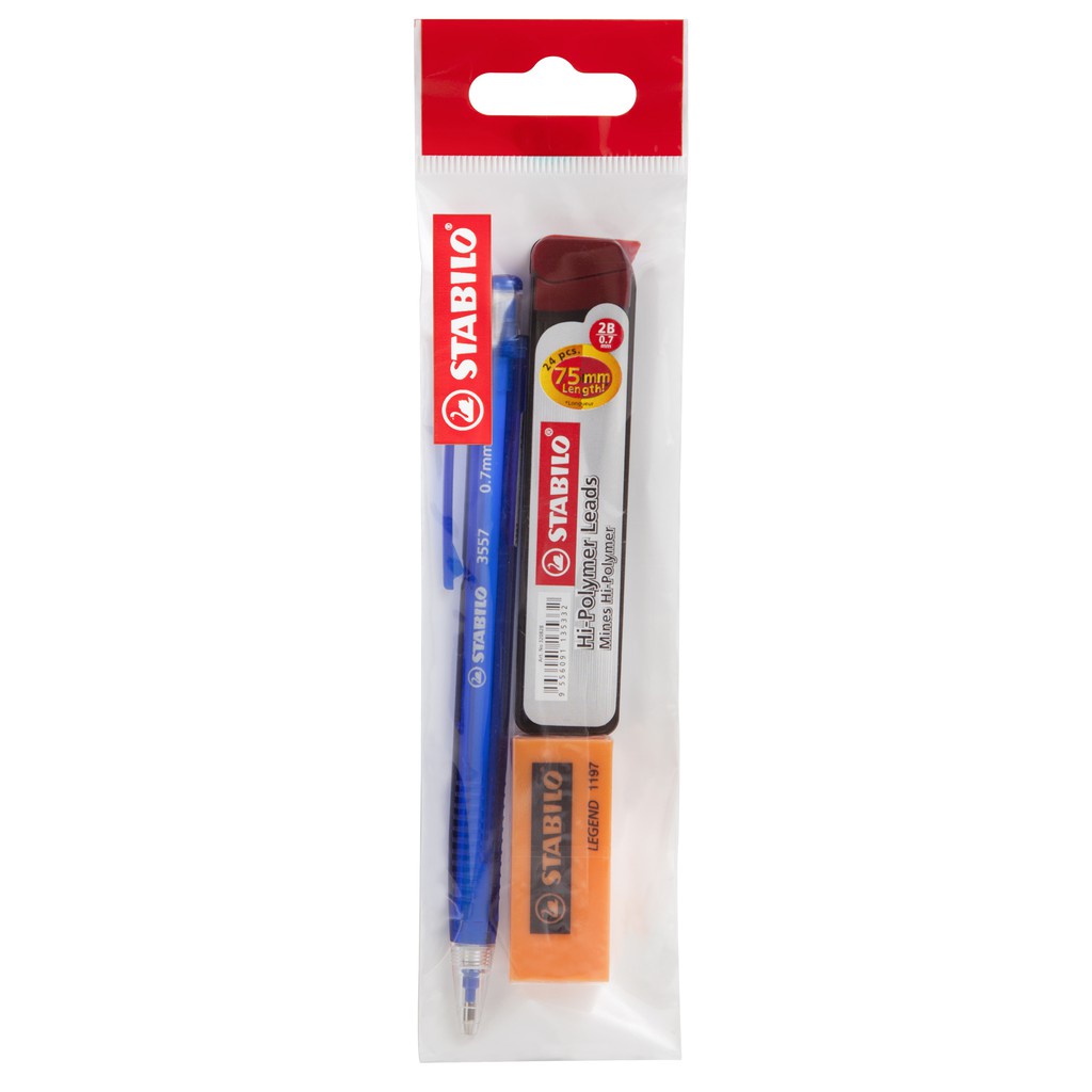 Mechanical Pencil - STABILO Mechanical Pencil (0.7mm) Pack of 1 + 1 Refill Lead + 1 Eraser (Grab 2 Go)