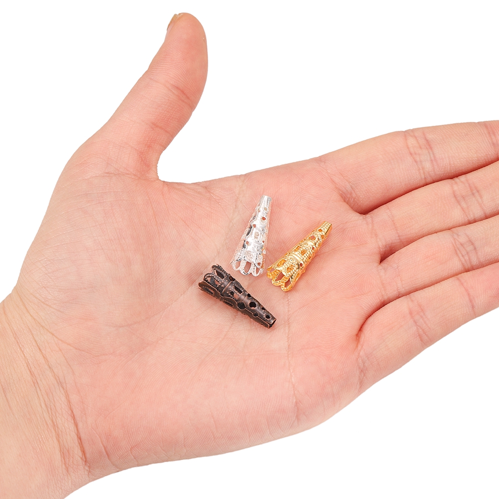 Must Multi St.kunkka 50pcs/lot Silver Rhodium Alloy Bugle Cone Bead Caps Crystal Pendulum pendant End Cap DIY Jewelry... - Image 4