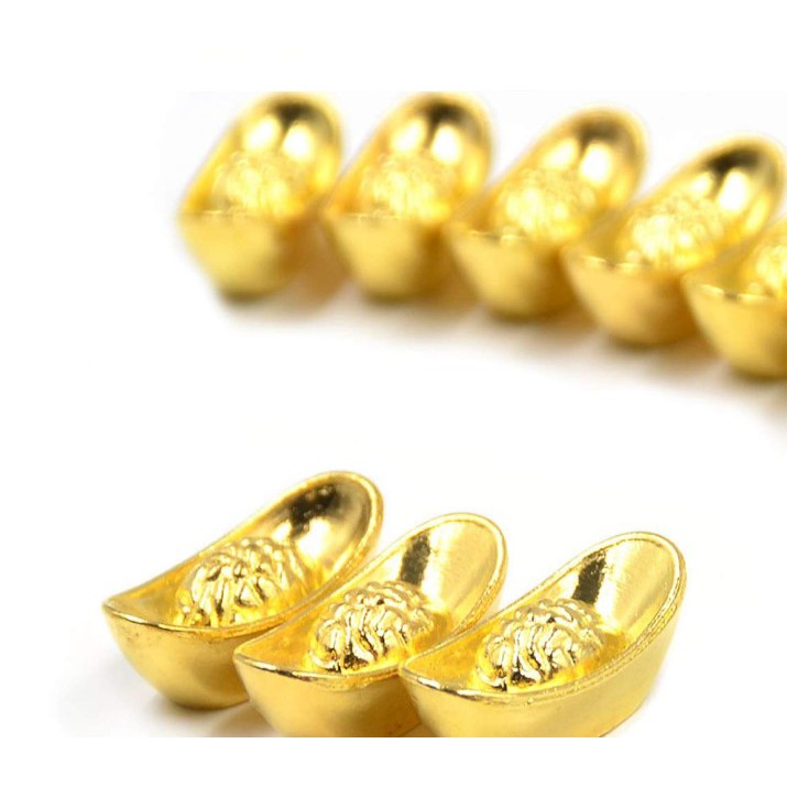 10pcs Chinese Gold Ingot Ornament Lucky Yuanbao Fengshui Decor Collection CrafRS 