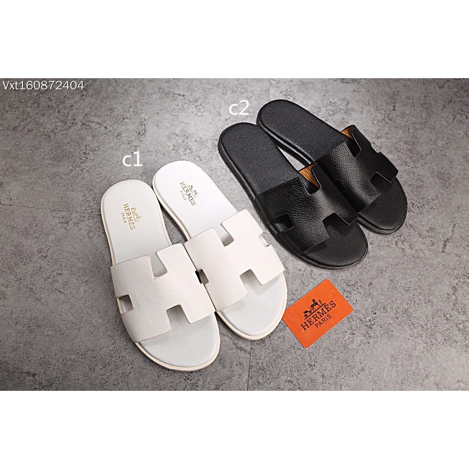white hermes flip flops