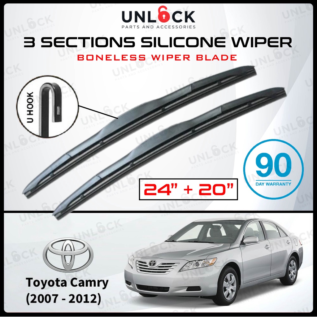 Unlock Toyota Camry Xv40 2007 2011 Car 3 Section Mugen Silicone Wiper Blade 24 20 1set Automotive Car Accessories Shopee Malaysia