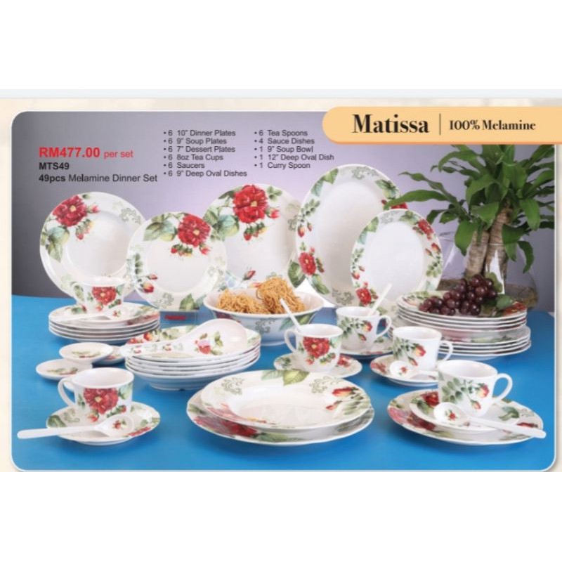 Melamine super tebal set makan untuk 8 orang