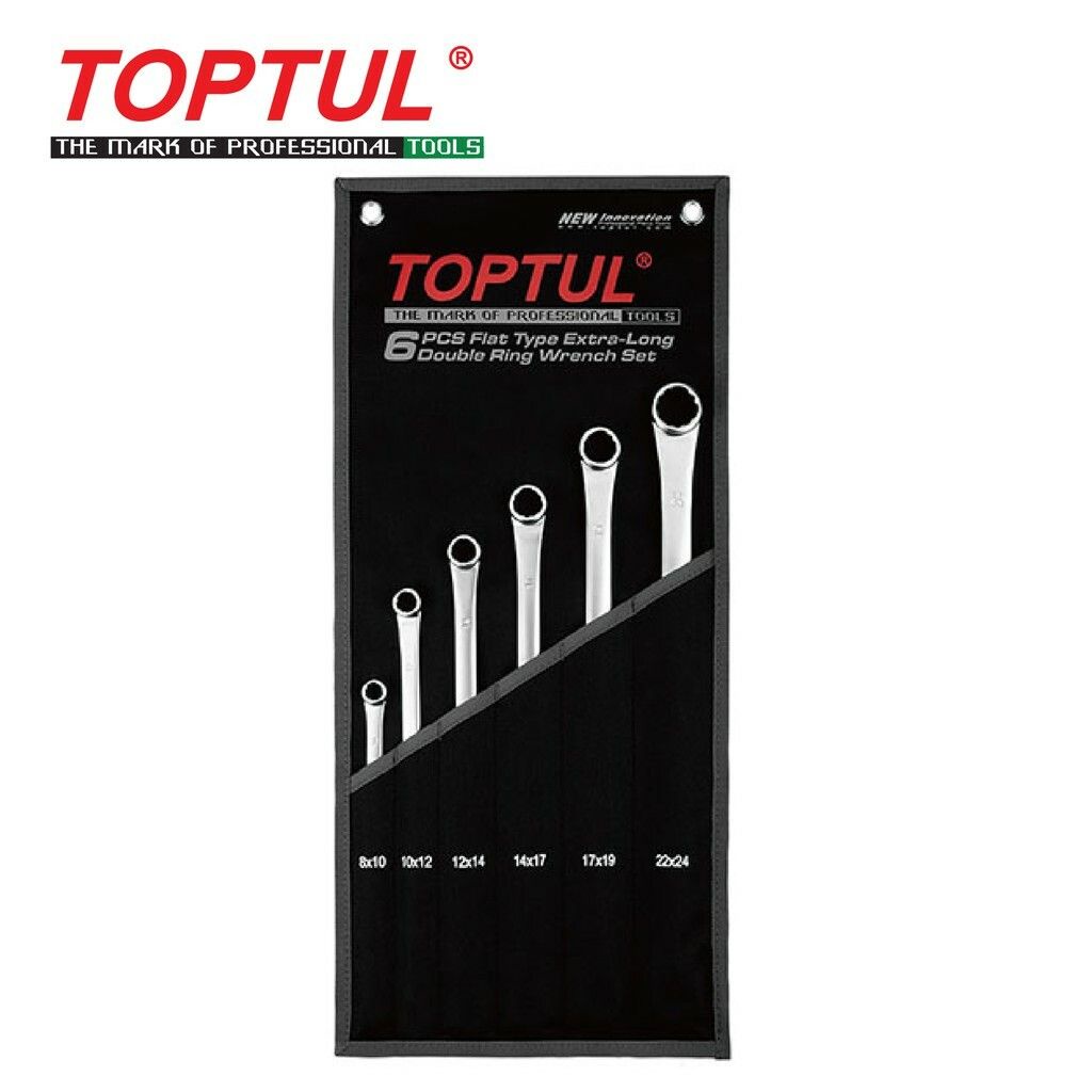 Toptul Pcs Flat Type Extra Long Double Ring Wrench Pouch Bag Black Gpap Shopee Malaysia