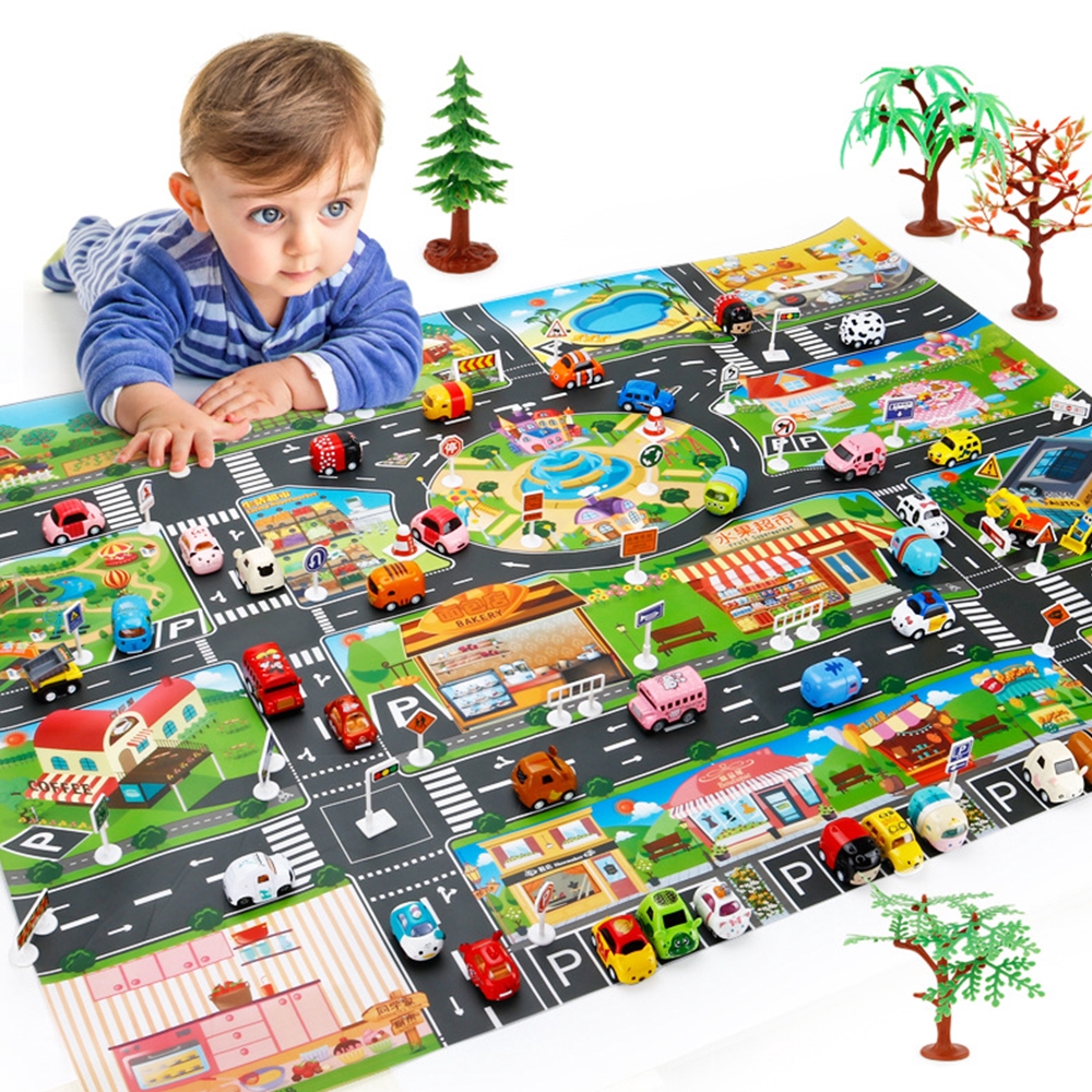 New 130 100cm Toy Waterproof City Road Map Parking Lot Playing Mat