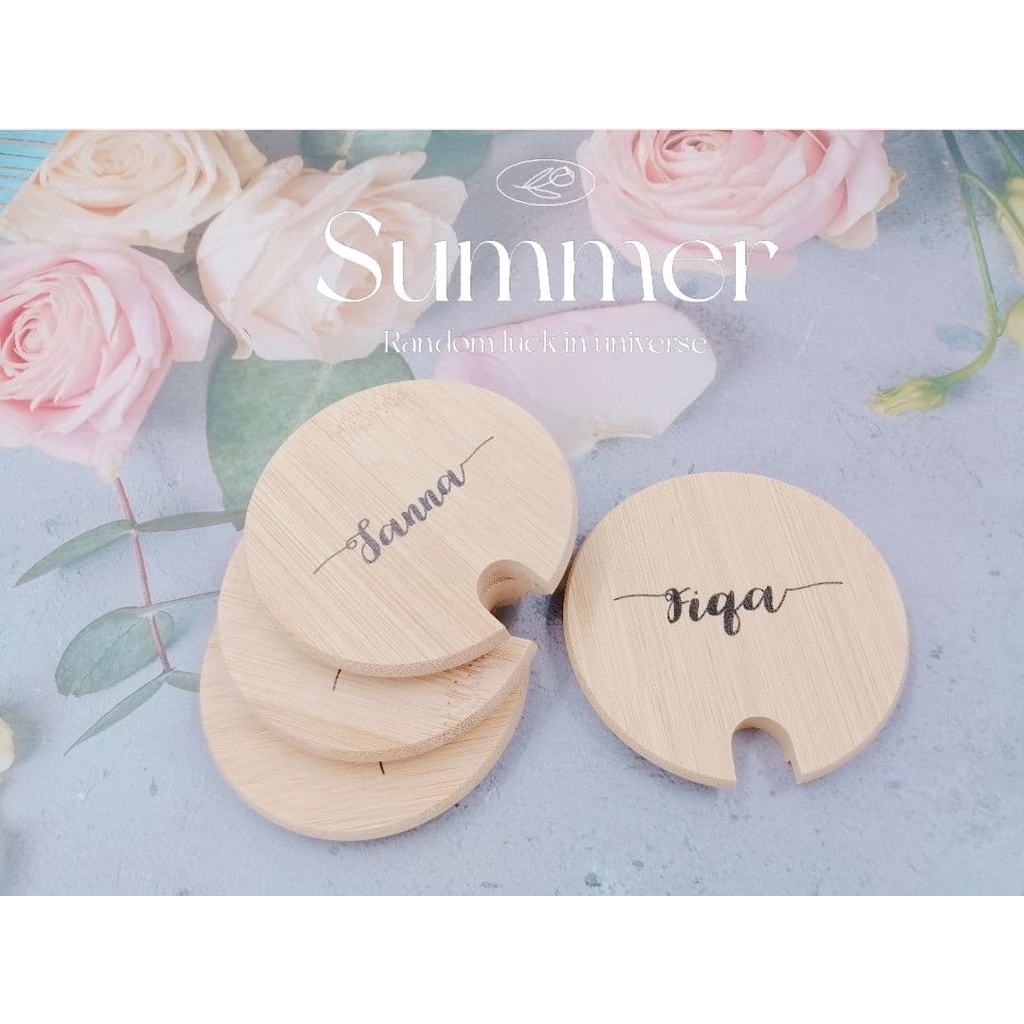 WOODEN MUG LID ONLY WITHOUT MUG / MC 1 / Birthday Gifts / Custom Name / Personalized / Hadiah / Cenderahati /Home Living
