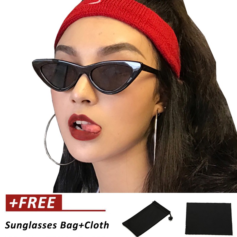 Korean Style Ulzzang Women Vintage Triangle Cat Eye Sunglasses Small