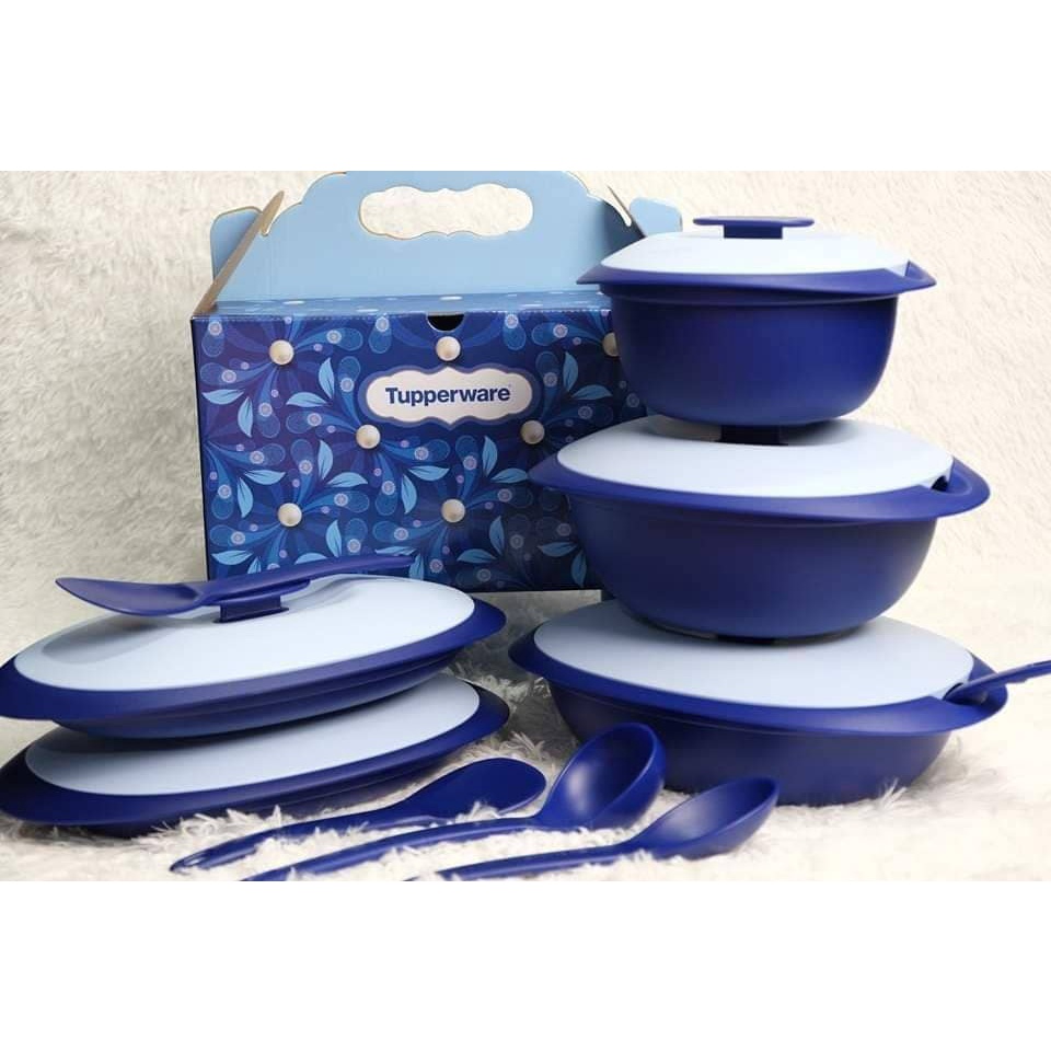 TUPPERWARE ROYALE BLUE SERVEWARE SET (Royale Blue Serveware