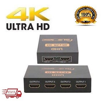 Ultra HD 4K 2 Port & 4 Port HDTV Splitter 1x2 & 1x4 Repeater Amplifier ...