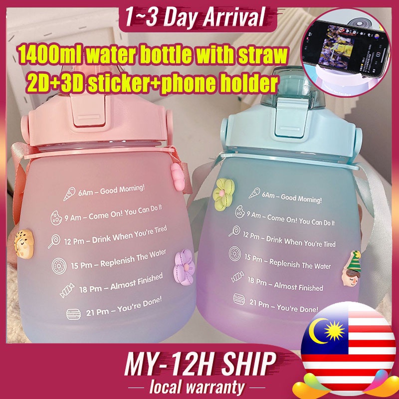 1400ml botol air viral tik tok large water bottle with free 2D/3D