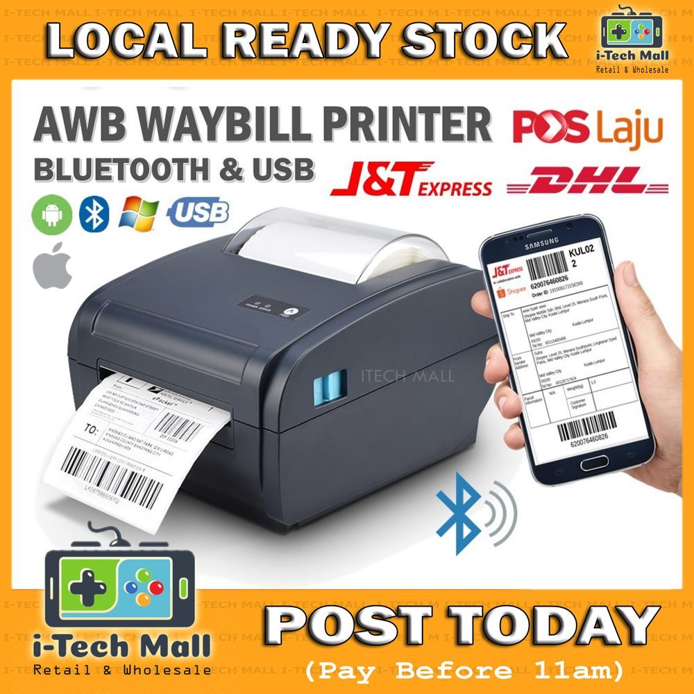 Waybill Thermal Printer AWB Sticker Label A6 Pos Laju J&T DHL Airway