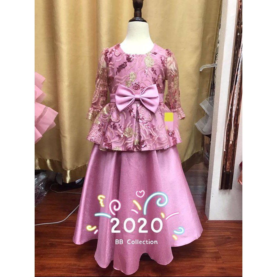 6 10Y Long Princess Gown Long Sleeves Dress Kids  with 