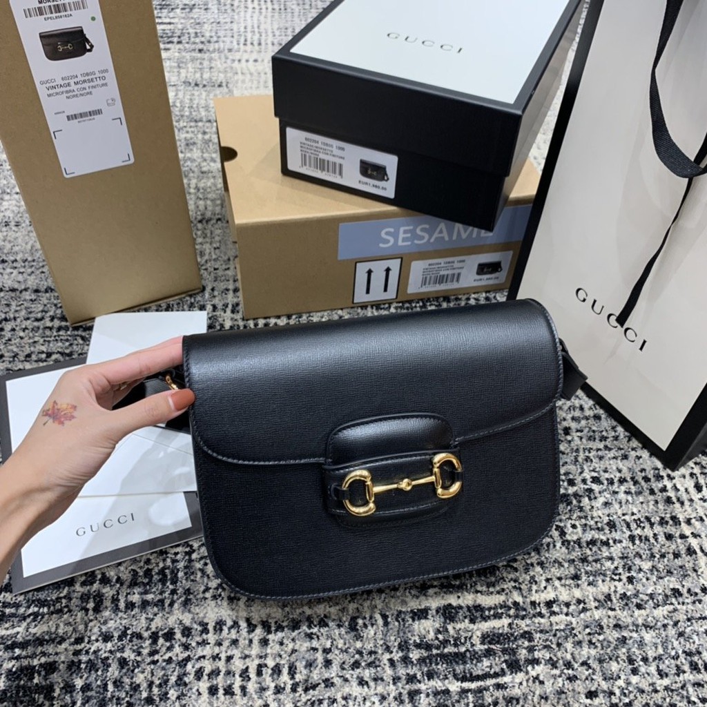 gucci black saddle bag