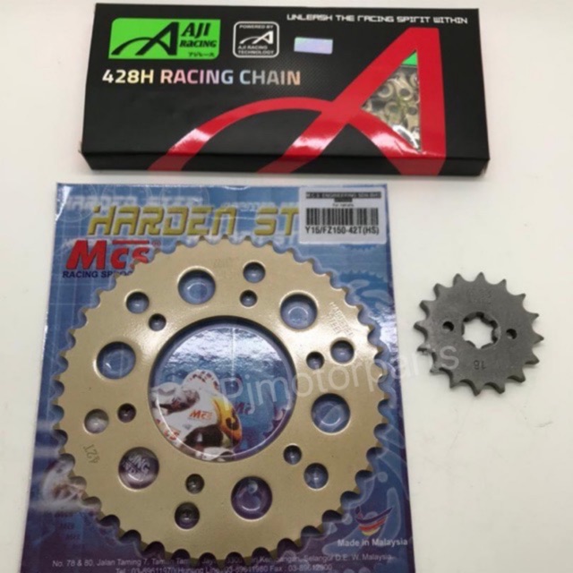 Sprocket Set 428 Y15ZR/Y15/FZ150/Ysuku / Aji Racing 428 Racing Chain