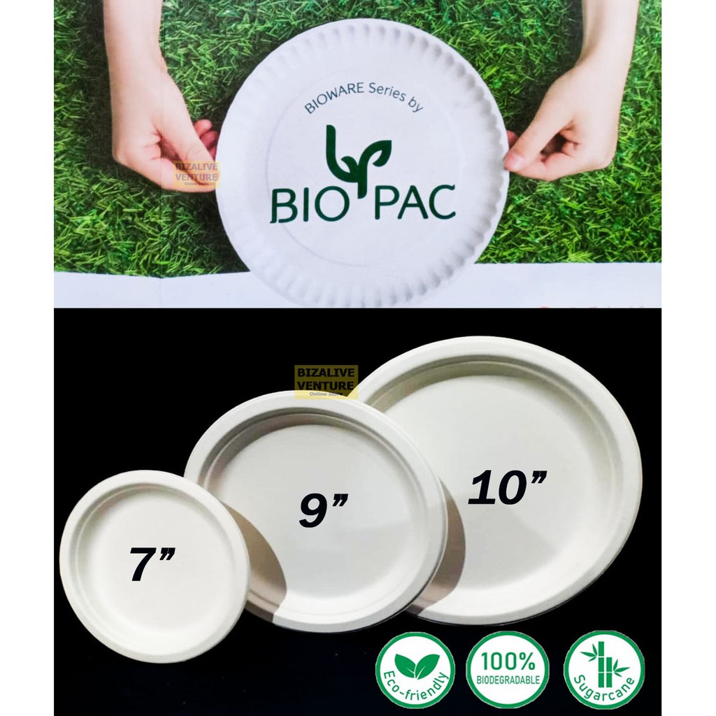 50 Pcs Biodegradable Plate Sugarcane bagasse Plate Disposable