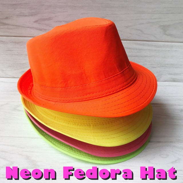 neon fedora party hats