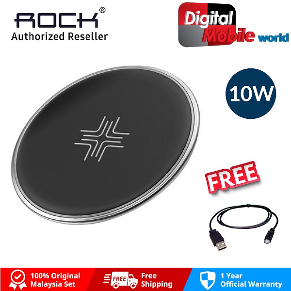 ROCK W10 QI Wireless Charger 10W Smart LED Indicator For iPhone X 10 8  Samsung Note 8 S8 Fast Charging Pad | Shopee Malaysia