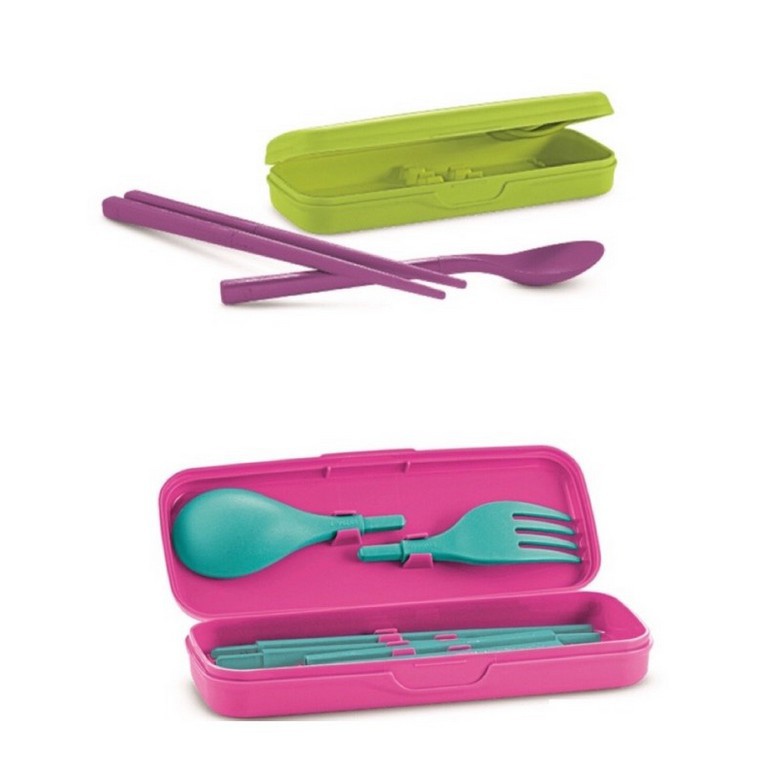 Tupperware Portable Cutlery Set (1) Red / Blue / Green