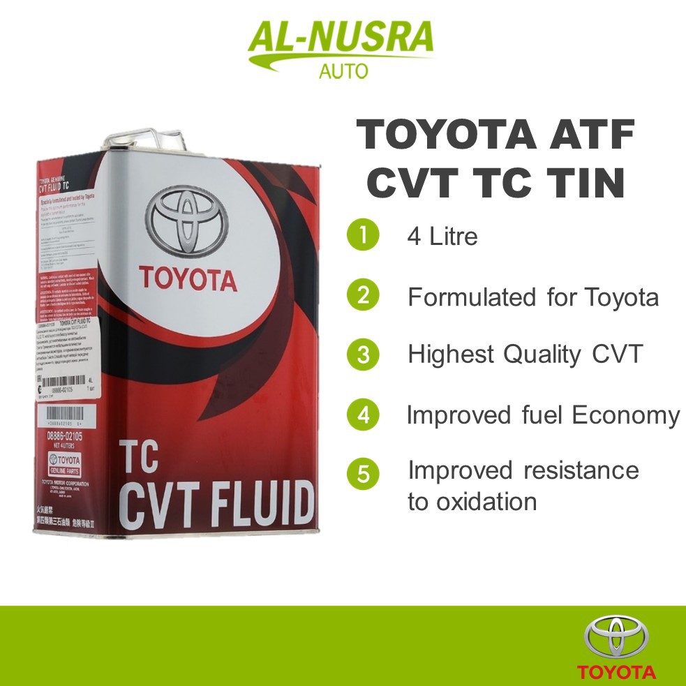 TOYOTA ATF CVT TC TIN 4L CONTINUOUSLY VARIABLE TRANSMISSION FLUID GEAR OIL MINYAK GEARBOX CVT