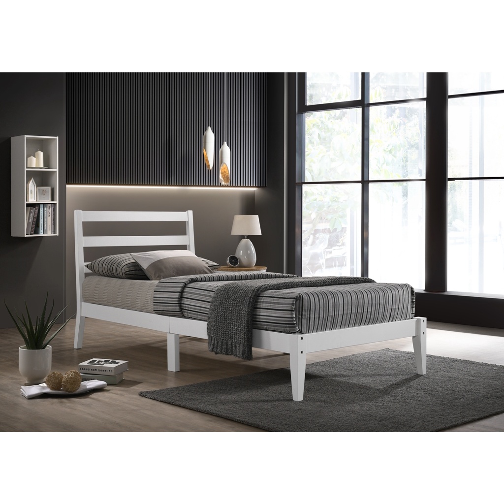 MORGAN Full Solid Wooden Bed / Single Bed/ Solid Wood + LVL Slats ...