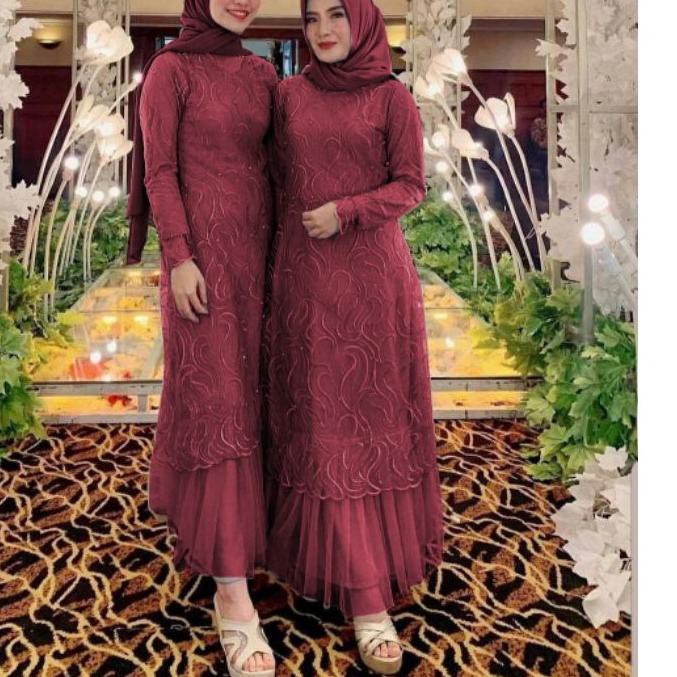 Maxi Dress Geraldine Ruby Ed gamis organza mutiara gamis premium gamis  Graduation gam | Shopee Malaysia