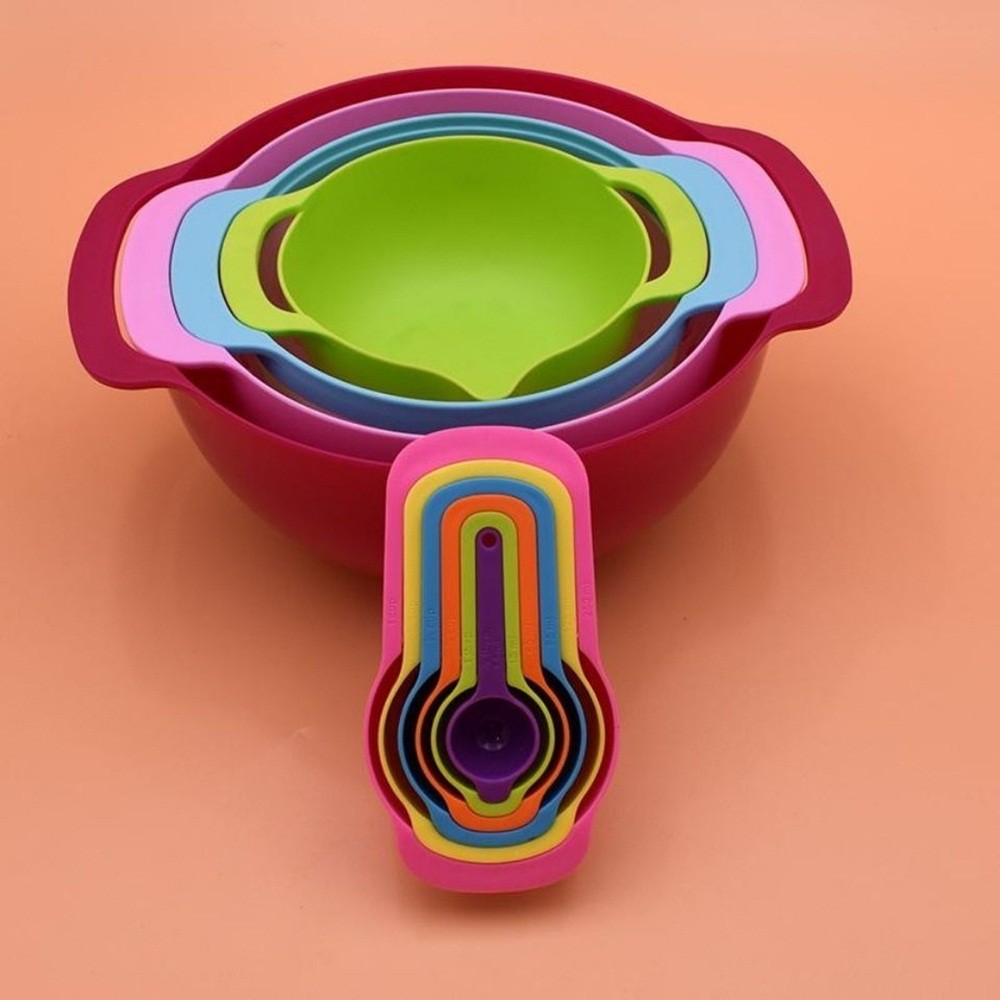 10pcs Stackable Mixing Bowls Set with Handle Pour Spout Nesting Kitchen