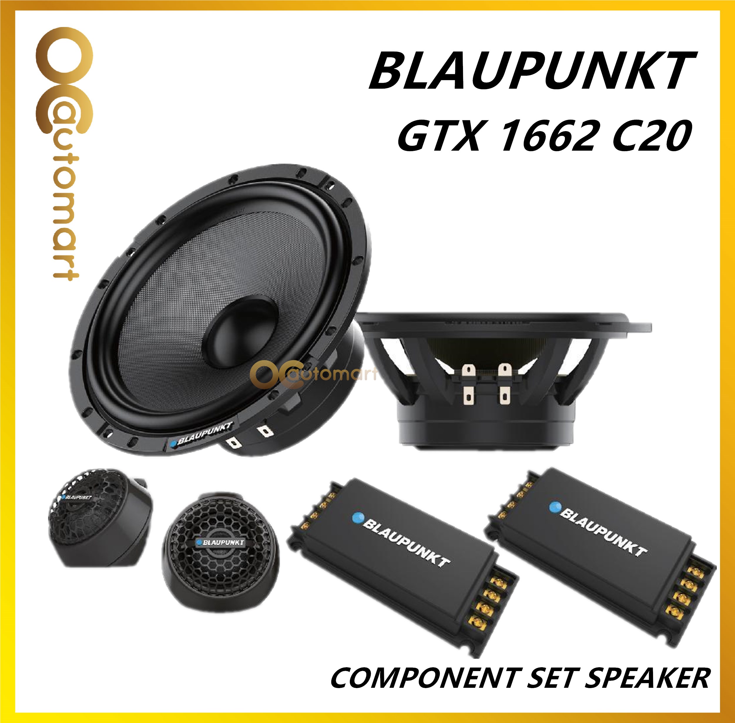 Blaupunkt 6.5" 2 Way Component Set Speaker  30 watts RMS GTX 1662 C20
