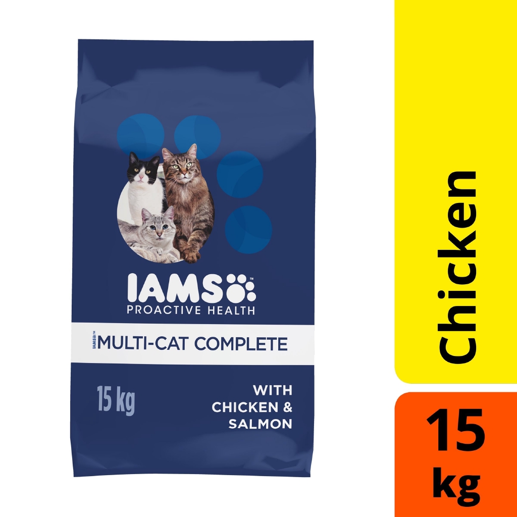 IAMS Cat Dry Food Adult Multicat Chicken & Salmon 15kg Cat Food