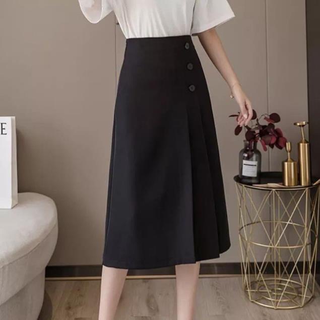 Office long skirt with buttons_MJK001 | Shopee Malaysia