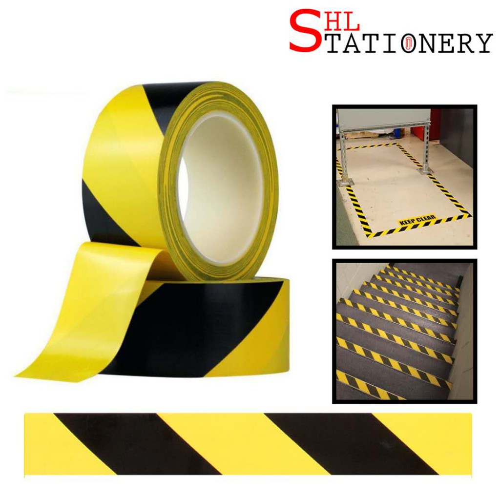Black & Yellow Floor Tape 48mm x 30m Floor Safety Caution Warning Tape