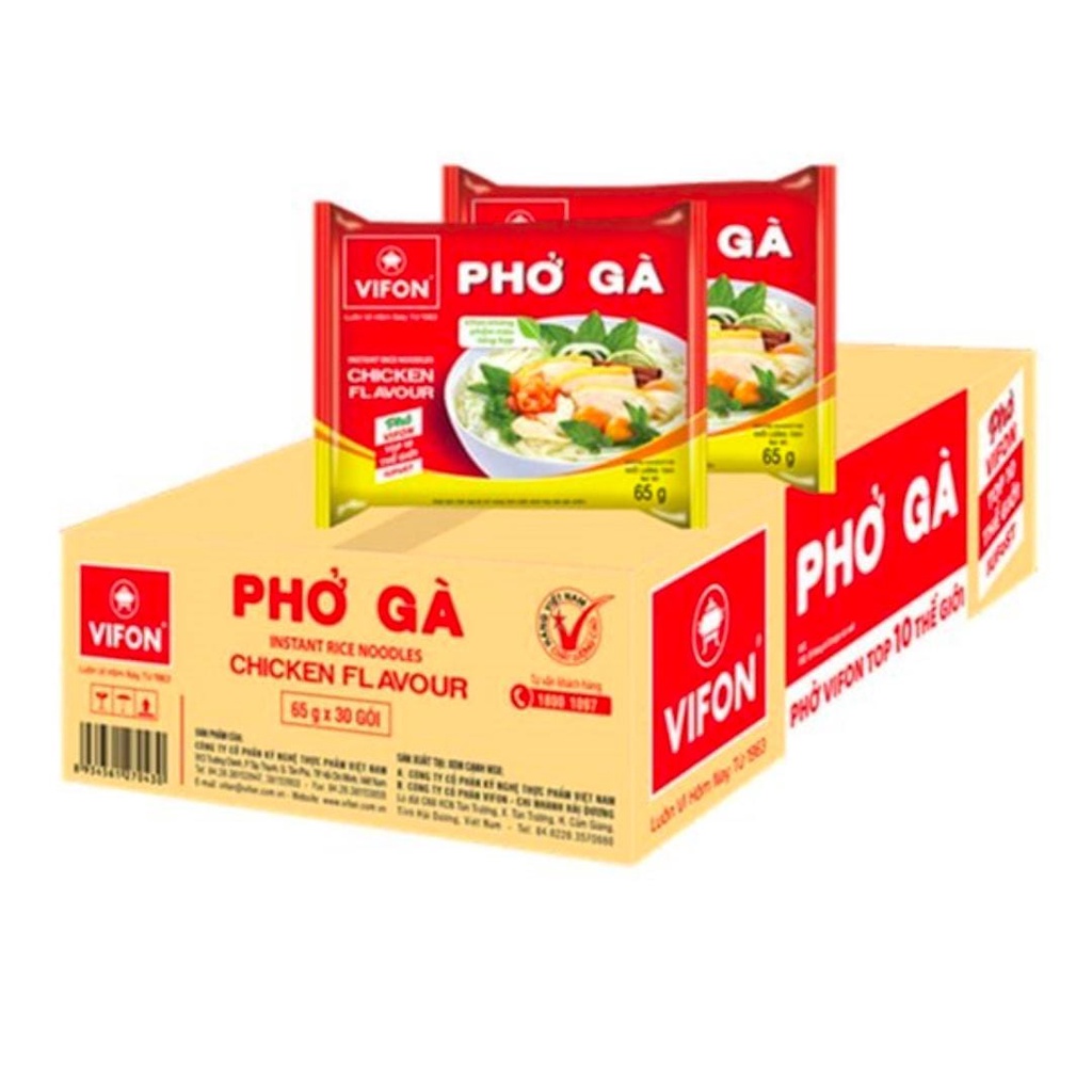 Vifon [ HALAL ] Chicken noodles soup 65g/1 box 30 packs / pho ga vifon ...