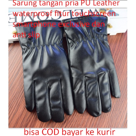 Men's PU Leather waterproof Gloves Features touchscreen smartphone exclusive And anti-slip