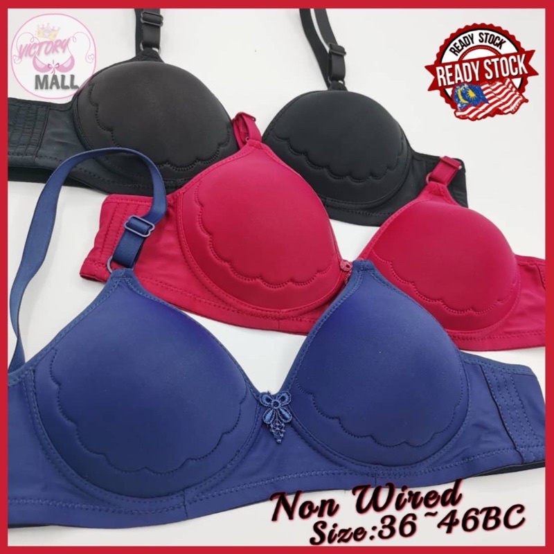 daiso Women Bra Non Wired Cup Wave Design Soft Cotton Bra Size 3646BC