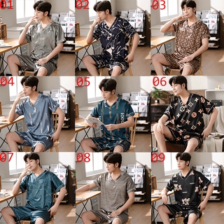 High Quanlity Men's Sleepwear Clothing Short Sleeve Man Pajamas Set Korean Silk Pyjamas Male Homewear