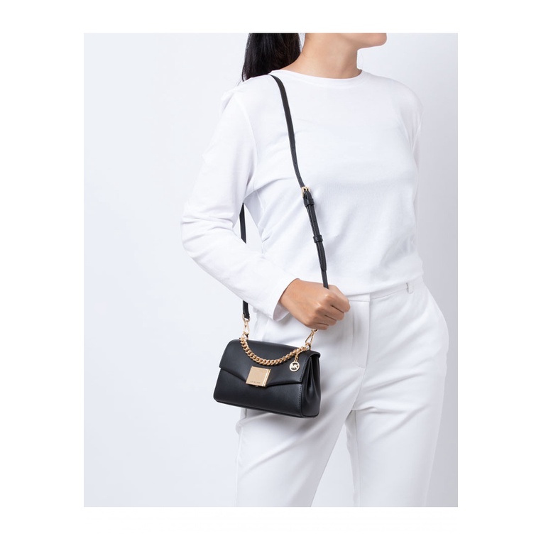 Michael Kors Lita Small Leather Crossbody Bag - Black | Shopee Malaysia