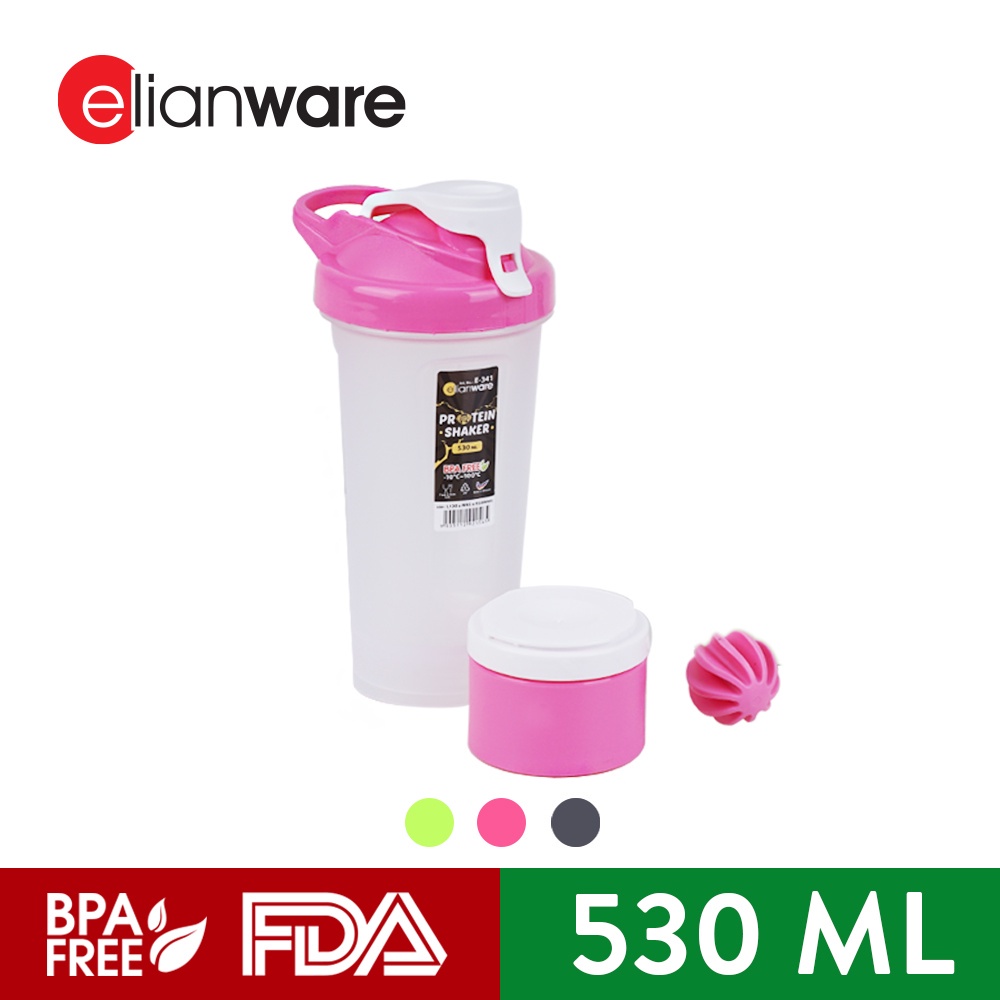 Elianware [2 in 1] Protein Powder Shaker Bottle Blender with Mixing Ball (530ml) Shopee Malaysia