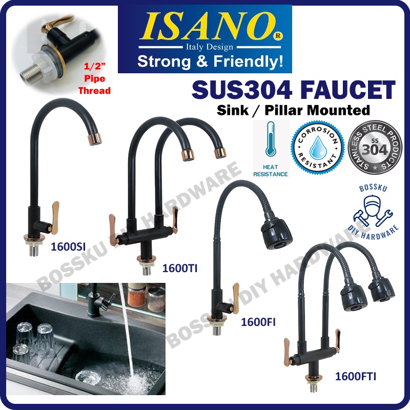 ISANO [ Sink / PIllar Mounted ]Type SUS304 1/2" Faucet Single Double