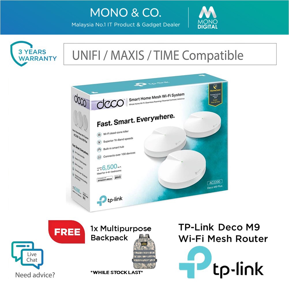 TP-Link Deco M9 Plus AC2200 Smart Home Mesh Wifi Wireless ...