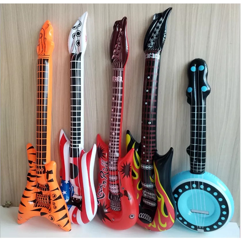 Children's Plastic Inflatable Balloon Toy Musical Instrument Toy Microphone Guitar Saxophone Radio Lute Party Props