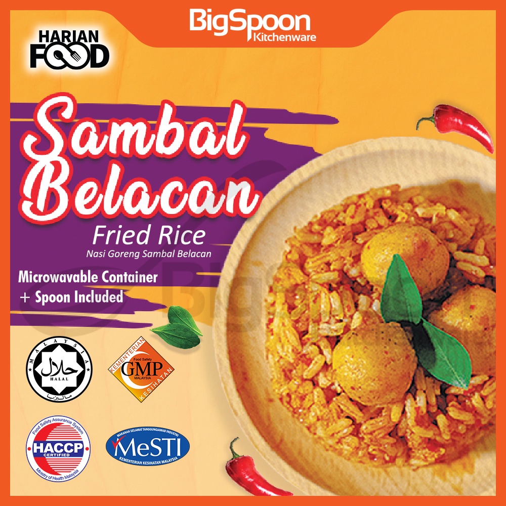 [HALAL] HARIAN FOOD Ready To Eat Food Sambal Belacan Fried Rice 200g Cooked Meal Nasi Goreng Sambal 即食食品叁峇炒饭
